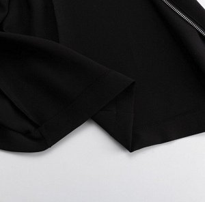 Женское платье с длинным рукавом, декор "молнии", цвет черный