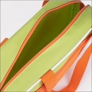 Сумка для обуви TEXTURA, на молнии наружный карман, размер 33x10x20 см, салатовая/оранжевая