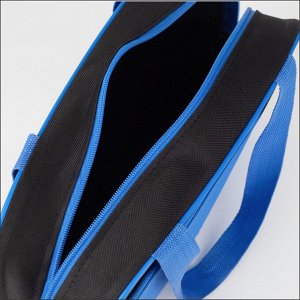 Сумка для обуви на молнии, наружный карман, цвет синий/чёрный