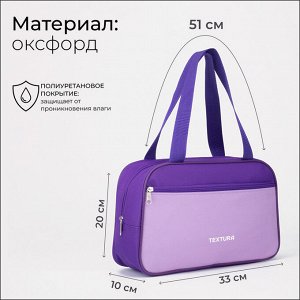 Сумка для обуви TEXTURA, на молнии наружный карман, размер 33x10x20 см, сиреневая/лавандовая