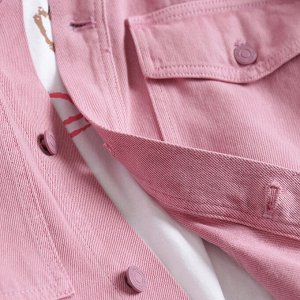 Асимметричная джинсовая куртка с накладными карманами, розовый