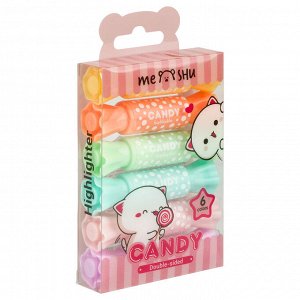 Набор текстовыделителей двусторонних MESHU ""Candy"", 06цв., пастельные цвета, 2/4мм, ПВХ бокс с европ
