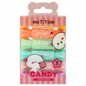 Набор текстовыделителей двусторонних MESHU ""Candy"", 06цв., пастельные цвета, 2/4мм, ПВХ бокс с европ