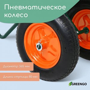 Тачка садовая, 2 пневмоколеса, груз/п 180 кг, объём 65 л, оцинкованный кузов 0,6 мм