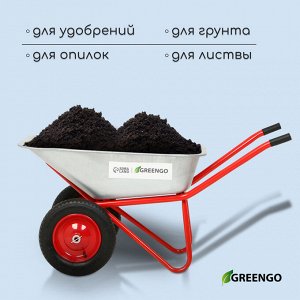 Greengo Тачка строительная 110л/320кг усил 2 пневмокол 3.25-8 оц кузов 0,8 мм