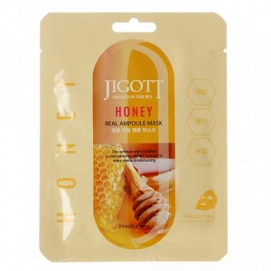 Jigott Питательная ампульная тканевая маска с экстрактом меда Honey Real Ampoule Mask, 27 мл