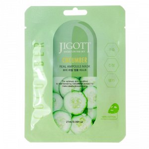 Jigott Cucumber Real Ampoule Mask Ампульная маска с эктрактом огурца 27мл