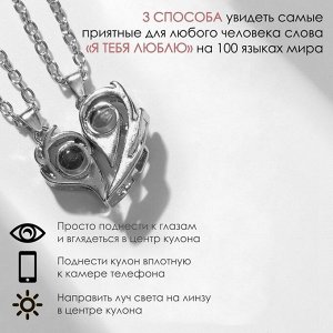 Кулоны «Неразлучники» на магните, проектор, сердце, цвет серый в серебре, 45 см
