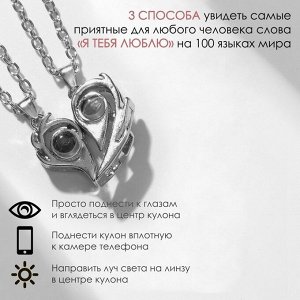 Кулоны парные на магните «Сердце», 45 см, цвет серый в серебре