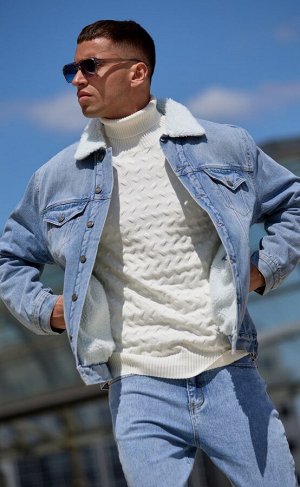 Куртка мужская  джинсовая утепленная F021-1370-01W l.blue