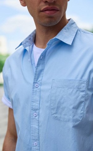 Рубашка мужская короткий рукав  F311-0450-1 l.blue