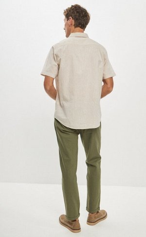 Рубашка мужская короткий рукав  лен F111-0451 beige