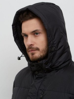 Куртка мужская удлинённая с капюшоном F021-13-04 чёрная