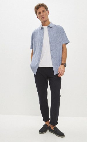 Рубашка мужская короткий рукав лен F111-0451 jeans