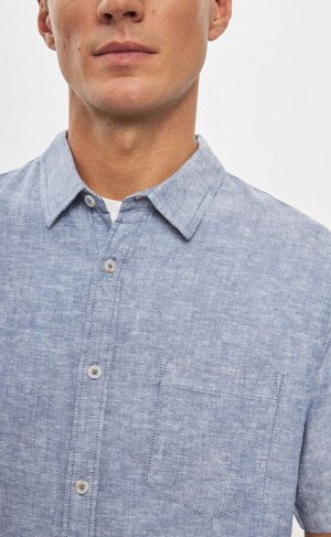 Рубашка мужская короткий рукав лен F111-0451 jeans