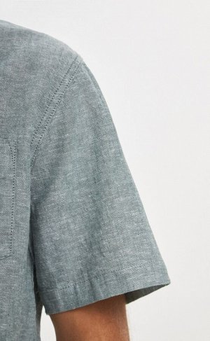 Рубашка мужская короткий рукав  лен Р411-04100 olive