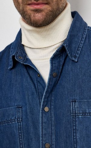 Рубашка мужская джинсовая с длинным рукавом P321-1220 синяя