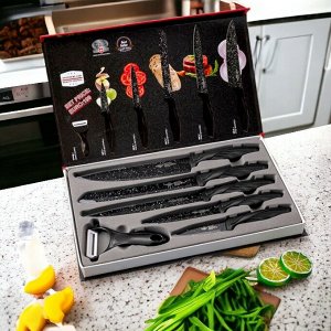 Набор кухонных ножей с овощечисткой, 6 предметов в подарочной коробке
