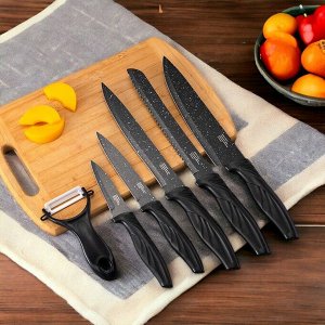 Набор кухонных ножей с овощечисткой, 6 предметов в подарочной коробке
