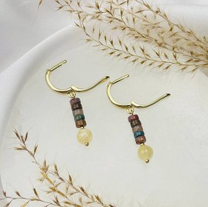 Серьги из океанической Яшмы и Селенита