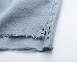 Джинсовые шорты с необработанным краем,  голубой