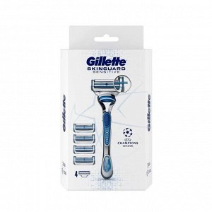 Бритвенный станок Gillette Skinguard Sensitive с 1 кассетой и 3 сменными кассетами 1 шт