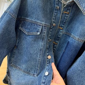 Женская джинсовая куртка-рубашка, темно-синий