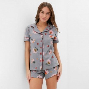 Пижама женская (рубашка, шорты) KAFTAN «Цветы»