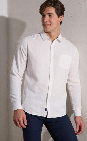 Рубашка мужская длинный рукав  лен F111-0450-1 white