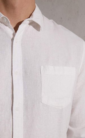 Рубашка мужская длинный рукав  лен F111-0450-1 white