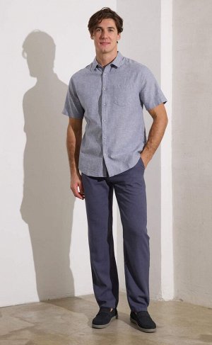 Рубашка мужская короткий рукав лен F111-0450 jeans