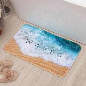Коврик для ванной Этель "Waves", 80х50 см, велюр