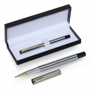 Ручка подарочная роллер в кожзам футляре ПБ IT, корпус серебро/золото