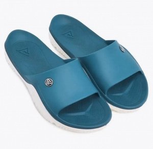 Обувь мужская пляжная шлепки двухцветные с белой подошвой цвет Голубой