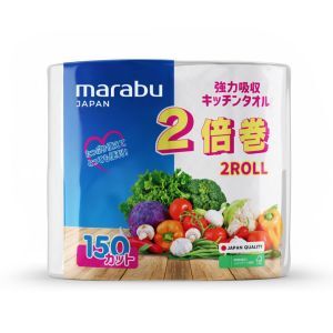 Кухонные полотенца MIOKI (MARABU) 2 рул (длина 1 рулона 33 м,  2х-слойные, лист 210х220 мм)  150 листов