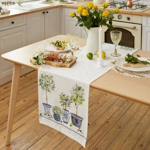 Дорожка на стол Этель Olives 40*149 см, 100% хлопок, репс 220 г/м*, белая