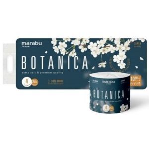 Бумага туалетная в рулоне MARABU Botanica, 3-х слойная, лист 104х138 мм, 30 м/рулон (218л), // 10 рул в упаковке