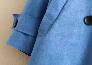 Пиджак-тренч из иск. замши, с лацканами, синий