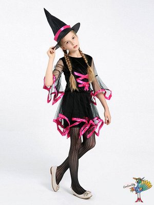 Костюм Ведьмочка розовая, р-р L, рост 120-130 (платье, шляпа)
