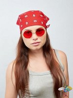 очки Круглые Хиппи в стиле 70-х, красные стекла, 13,5х5,5 см