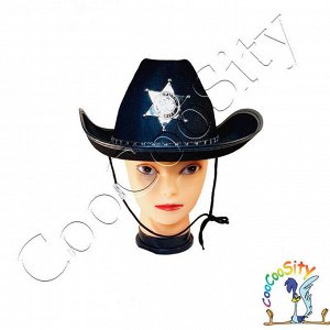 Шляпа ковбойская Шериф черная, фетр