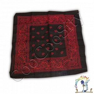 платок-бандана Ковбой, черная с красным, 55х55 см