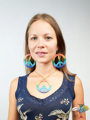 Набор украшений Хиппи радуга, клипсы и кулон, D-7см