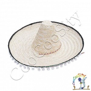 Шляпа Сомбреро соломенная 55 х 21 см, текстиль, солома