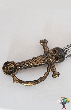 нож  пиратского капитана, ручка с черепом, пластик, 48 см