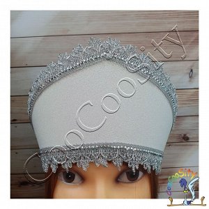 Кокошник Снегурочка белый блеск, фоамиран (ТМ Lisena)