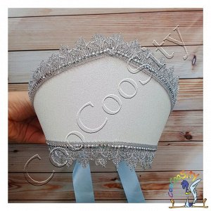 Кокошник Снегурочка белый блеск, фоамиран (ТМ Lisena)