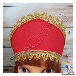 Кокошник Елизавета красный блеск, фоамиран (ТМ Lisena)
