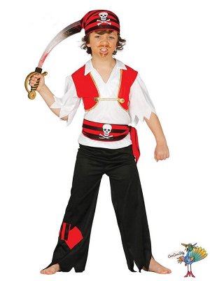 Костюм Пирата, р-р L, рост 110-130 (штаны, рубашка с вшитой жилеткой, пояс, бандана