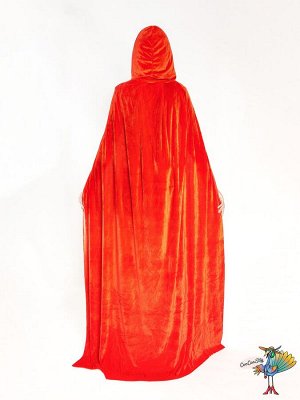 Плащ бархатный красный, длина 170 см, р-р XL